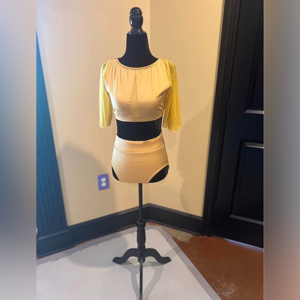 AXS AS Custom gold yellow 2 pc custom dance costume
